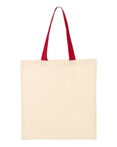 Q-Tees - Economical Tote with Contrast-Color Handles front Thumb Image