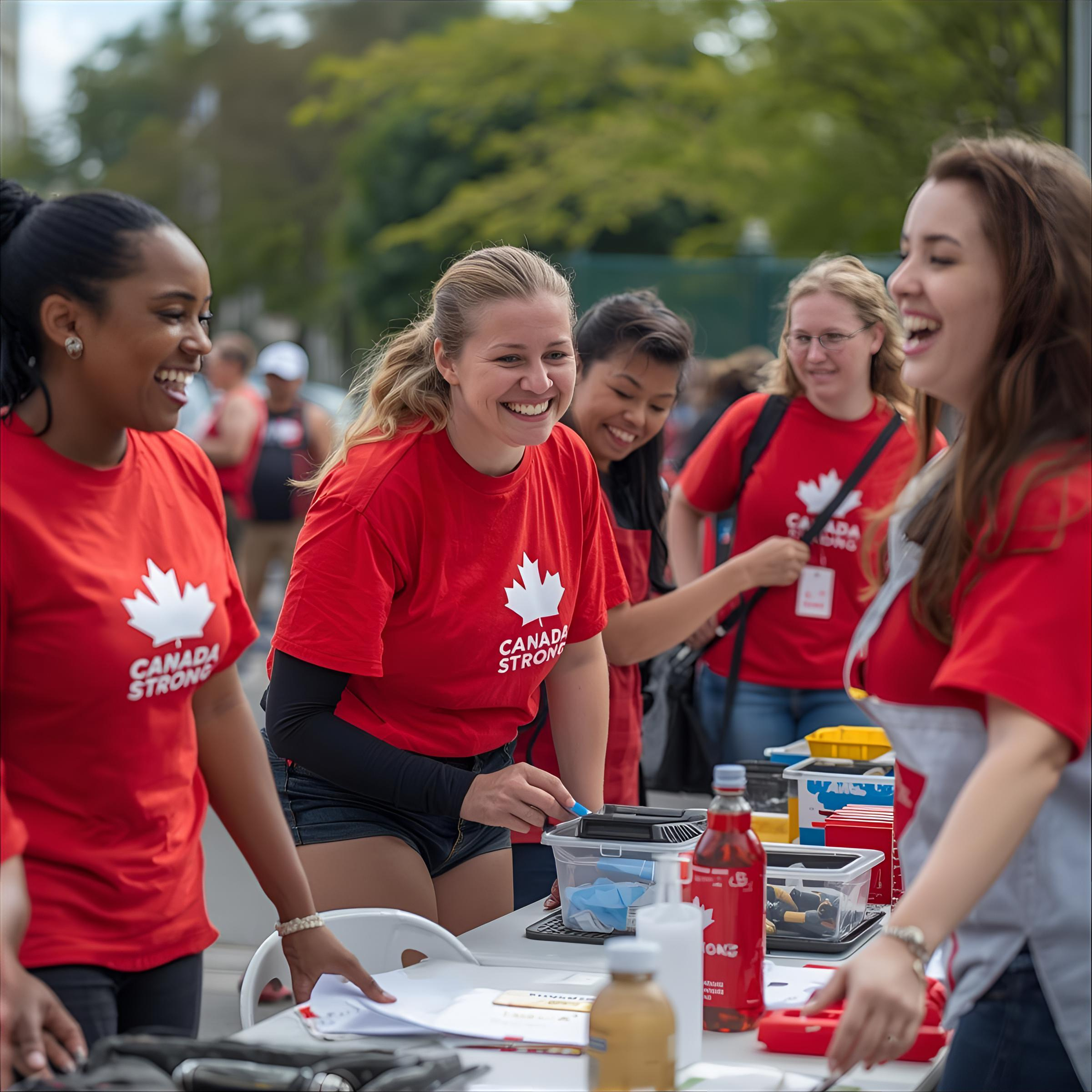 Canada Strong event team in custom red t-shirts