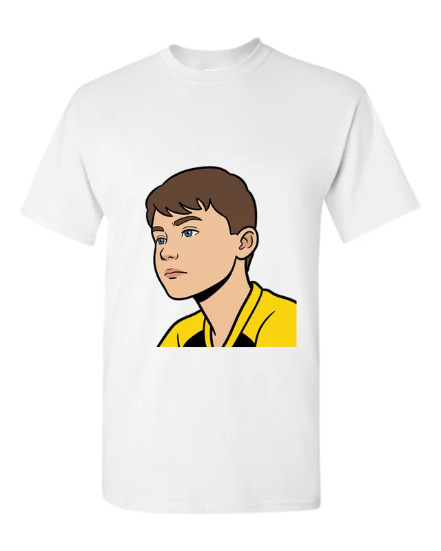 Young boy portrait: Cartoon on white