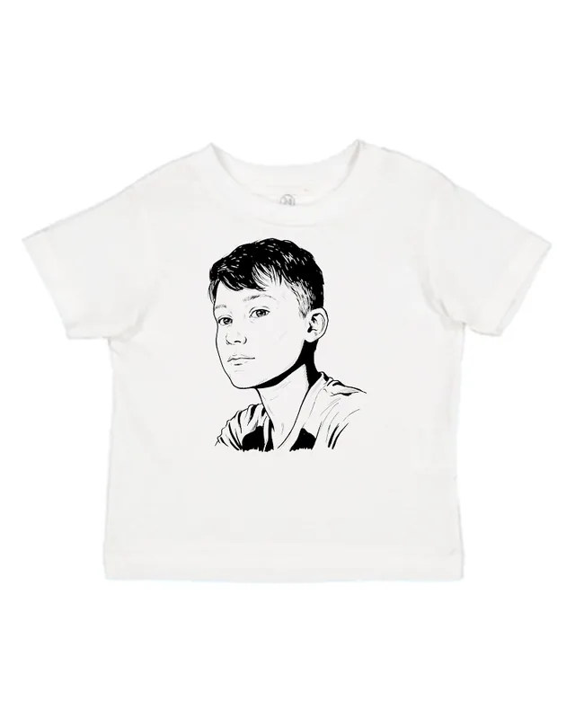 Young boy portrait: Line art toddler tee