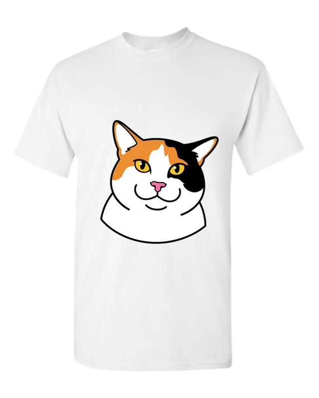 Calico cat portrait: Cartoon on white