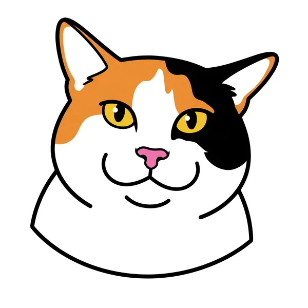 Calico cat as a cartoon portrait