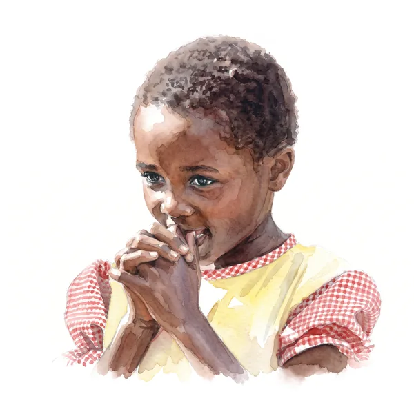 Little girl as a watercolour portrait