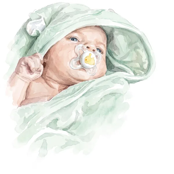 Newborn as a watercolour portrait