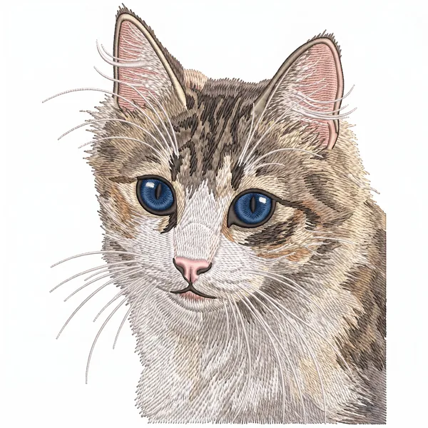 Tabby kitten as a stitched look portrait