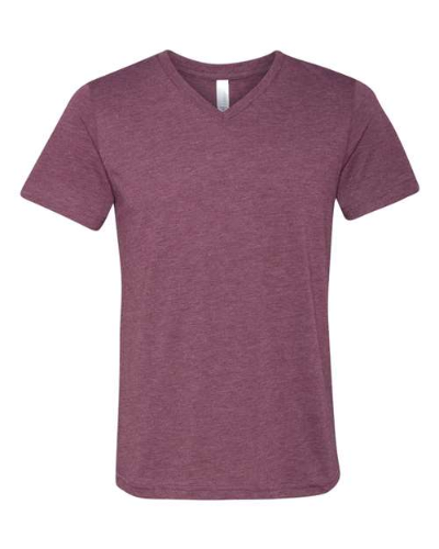 BELLA + CANVAS 3415 Unisex Triblend V-Neck Tee - Maroon Triblend