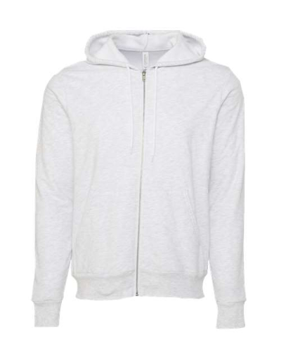 Custom BELLA + CANVAS 3739 Unisex Sponge Fleece Full-Zip Hoodie Sweatshirt - Ash | Bella + Canvas 3739 | Screen Printing & Embroidery Canada