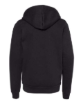 YOUTH BELLA + CANVAS 3739Y Sponge Fleece Full-Zip Hoodie Sweatshirt - Black Back Thumbnail | Custom Apparel Canada