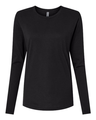 Next Level 3911 Women's Cotton Relaxed Long Sleeve T-Shirt in Black - Custom Printing Available