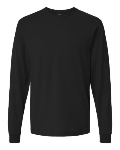 M&O 4501 Fine Jersey Long Sleeve T-Shirt in Fine Black - Custom Printing Available