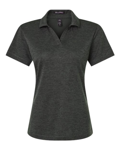 AllPro 4HM00L Women's Pro-Lock Performance Mélange Polo in Black Melange - Custom Printing Available