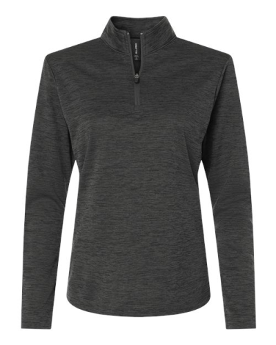 AllPro 4HM70L Women's Pro-Lock Performance Mélange Quarter-Zip Pullover in Black Melange - Custom Printing Available