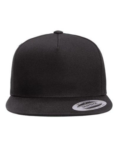 YP Classics 6007 Five-Panel Cotton Twill Snapback Cap - Black by YP Classics