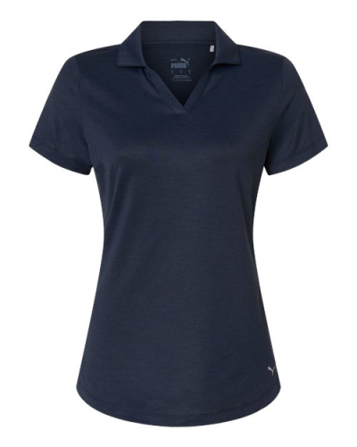 Puma Golf 631051 Womens Icon Heather Polo in Deep Navy Heather - Custom Printing Available