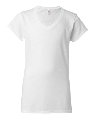 Gildan 64V00L Ladies V-Neck T-Shirt — White