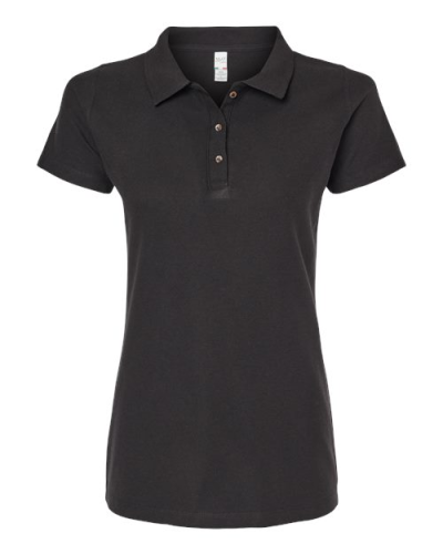 M&O 7600 Women's Ringspun Pique Polo in Black - Custom Printing Available