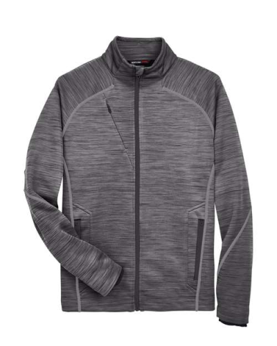 North End 88697 Men's Flux Mélange Bonded Fleece Jacket in Carbon/ Black - Custom Printing Available
