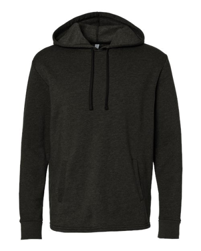 Next Level 9300 Unisex Malibu Welt Pocket Hooded Sweatshirt in Heather Black - Custom Printing Available