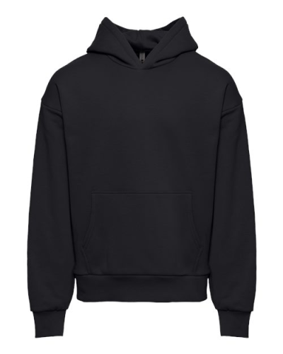 Next Level 9307 Unisex Heavyweight Fleece Hooded Sweatshirt in Black - Custom Printing Available