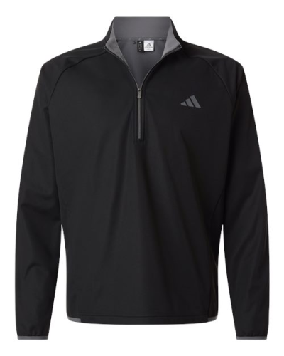 Adidas A2027 Men's Ultimate365 Wind Quarter-Zip Pullover in Black - Custom Printing Available
