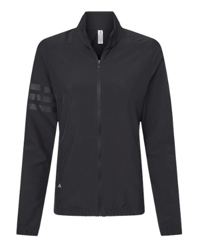 Adidas A268 Adidas A268 Women's Wind Resistant Full-Zip Jacket - Black/ Black in Black  Black - Custom Printing Available