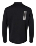 Adidas A482 Men's 3-Stripes Double-Knit Quarter-Zip Pullover - Black/ Grey Two Back Thumbnail | Custom Apparel Canada