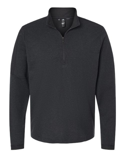 Adidas A554 Adidas A554 Men's 3-Stripes Quarter-Zip Sweater Pullover - Black Melange in Black Melange - Custom Printing Available