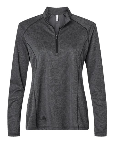 Adidas A594 Adidas A594 Women's Space Dyed Quarter-Zip Pullover - Black Melange in Black Melange - Custom Printing Available