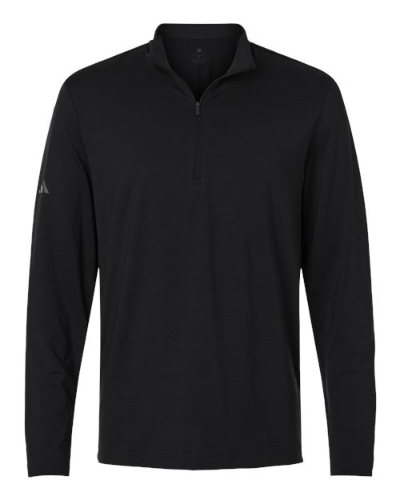 Adidas A708 Adidas A708 Men's Textured Stripe Quarter-Zip Pullover - Black in Black - Custom Printing Available