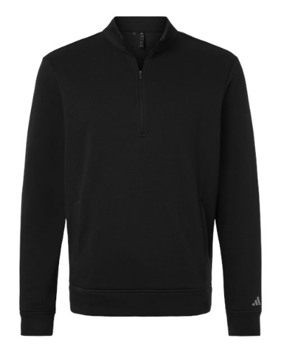 Adidas A721 Adidas A721 Men's Elevated Fleece Quarter-Zip Pullover - Black in Black - Custom Printing Available