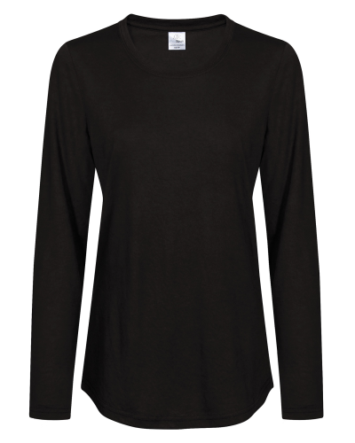 ATC ATC3615L Pro Spun Long Sleeve Ladies’ Tee in Black - Custom Printing Available