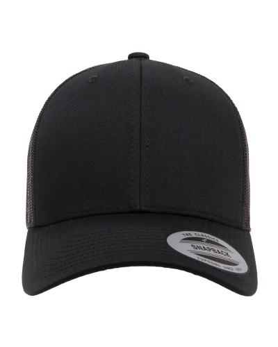 YP Classics ATC6606 Retro Trucker Cap in Black/Black - Custom Printing Available