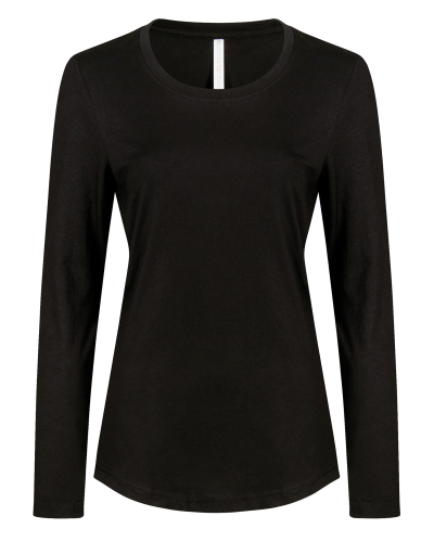 ATC ATC8015L Eurospun Ring Spun Long Sleeve Ladies' Tee in Black - Custom Printing Available