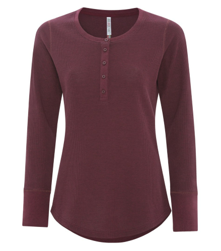 Ladies Thermal Long Sleeve Henley front Thumb Image