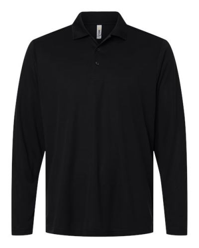 Core365 CE108L Men's Nova Performance Long Sleeve Pique Polo in Black - Custom Printing Available