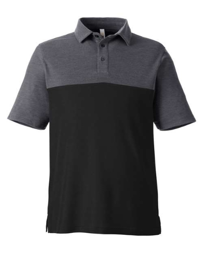 CORE365 CE112C Men's Fusion ChromaSoft™ Colorblock Polo - Black/ Carbon Heather by Core365
