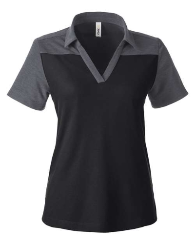 CORE365 CE112CW Women's Fusion ChromaSoft™ Colorblock Polo - Black/ Carbon Heather by Core365