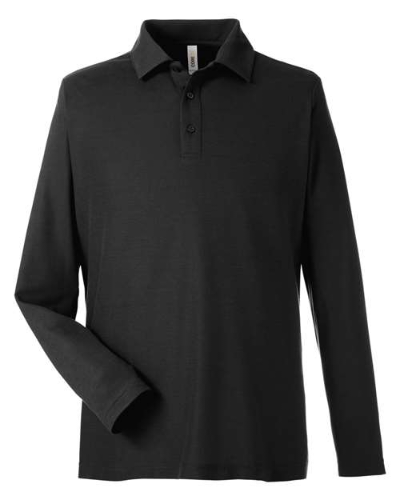CORE365 CE112L Men's Fusion ChromaSoft™ Long Sleeve Pique Polo - Black by Core365