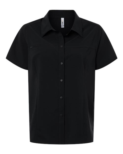Core365 CE520W Women's UltraUVP Shoreline Short Sleeve Staff Shirt in Black - Custom Printing Available