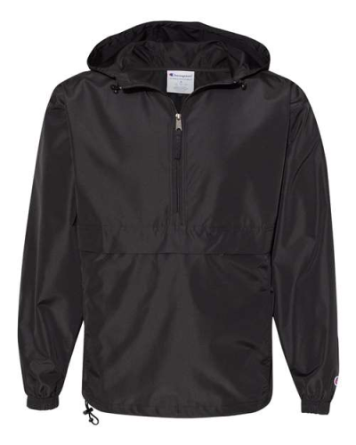 Champion CO200 Unisex Packable Anorak Jacket in Black - Custom Printing Available