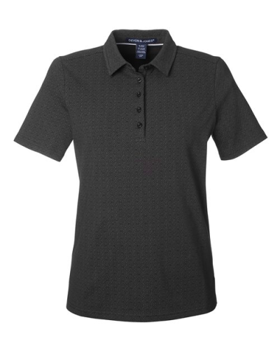 Devon & Jones DG101W Women's Crownlux Performance® Geo Polo in Black/ Graphite - Custom Printing Available