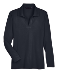Women's CrownLux Performance® Plaited Long Sleeve Polo Front Thumbnail | Custom Apparel Canada