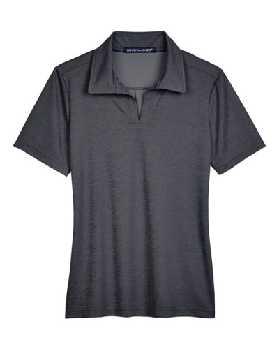 Devon & Jones DG22W Women's CrownLux Performance® Address Melange Polo in Black Melange - Custom Printing Available