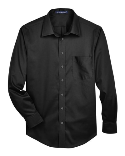 Devon & Jones DG530 Men's Crown Collection® Solid Stretch Twill Woven Dress Shirt in Black - Custom Printing Available