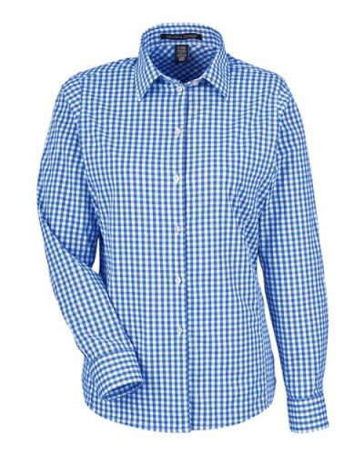 Devon & Jones DG536W Women's CrownLux Performance® Gingham Dress Shirt in French Blue/ White - Custom Printing Available