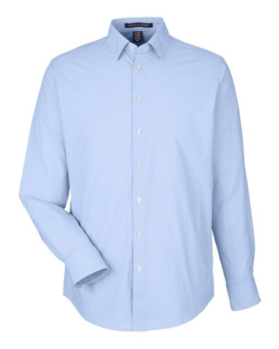 Devon & Jones DG537 Men's CrownLux Performance® Microstripe Dress Shirt in French Blue/ White - Custom Printing Available
