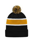 Hat Trick Striped Knit Cuff Toque with Pom-Pom Front Thumbnail | Custom Apparel Canada