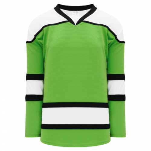 Athletic Knit H7500 Striped Select Series Hockey Jersey in Lime / White / Black - Custom Printing Available