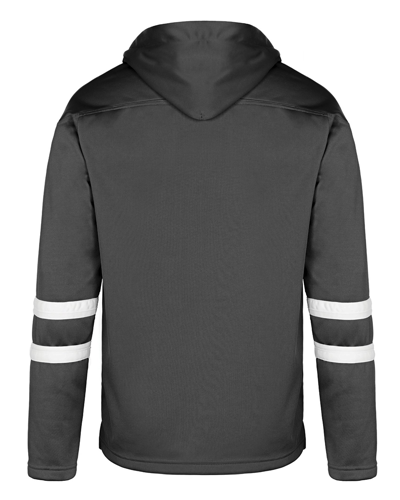 Custom Dangle Adult Pullover Hockey Lace Hooded Sweatshirt - Back View | Canada Sportswear | Screen Printing Canada
