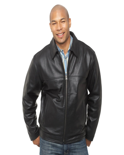 Canada Sportswear L00840 Men's Leather Jacket in Black - Custom Printing Available